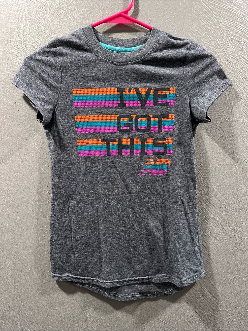 New Balance Gray Tee with Neon Stripe Graphic